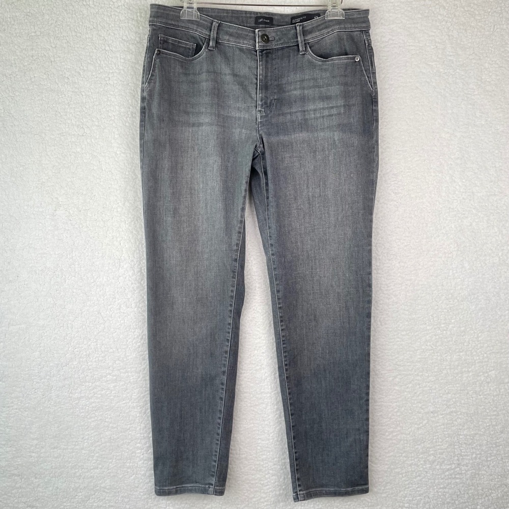J. Jill Denim Authentic Fit Slim Ankle Grey Jeans Womens Size 12 Stretch - Picture 1 of 12
